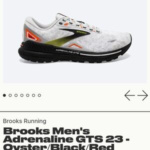 Mens Brooks Adrenaline GTS 23 White Black Orange. Size 10.5